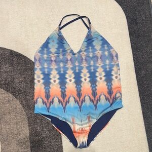 Vibrant Blue and Orange Women's One-Piece Swimsuit